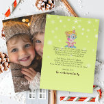 Cute Magical Elf Poem 1 Photo Whimsical Christmas Holiday Card<br><div class="desc">This cute Christmas design was created using my hand painted mixed media elf with quirky details and a green background with snowflakes for a magical and whimsical vibe. The soft retro colour palette of pinks, greens, and blues is perfect for the modern Holiday season with a touch of nostalgia and...</div>