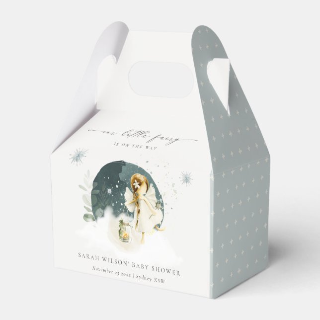 Cute Magical Enchanted Fairy On Way Baby Shower Favour Box (Front Side)