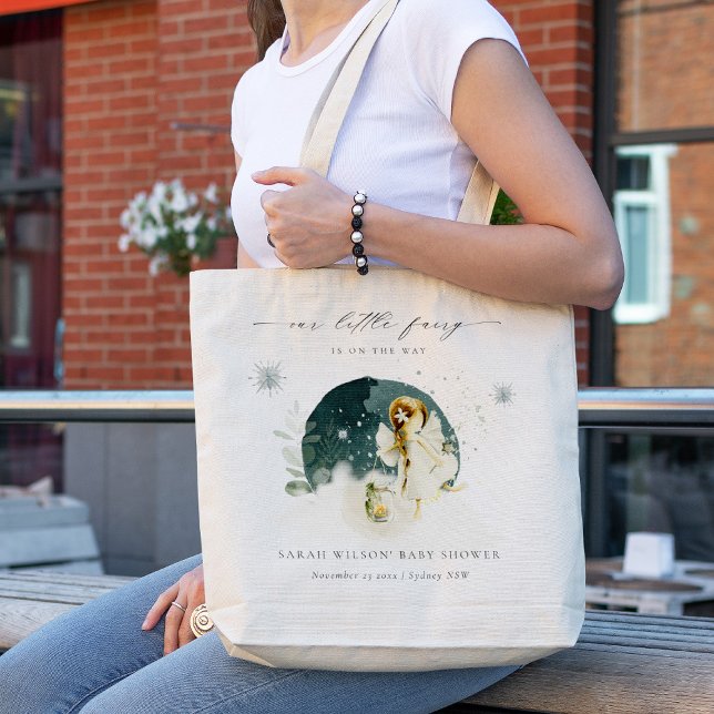 Cute Magical Enchanted Fairy On Way Baby Shower Tote Bag (Creator Uploaded)