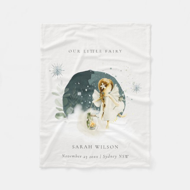 Cute Magical Enchanted Little Garden Fairy Snow Fleece Blanket (Front)