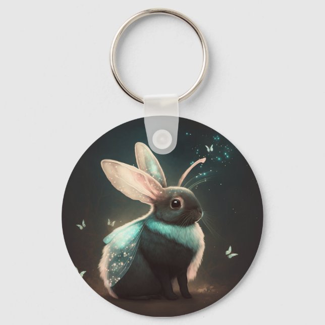 Cute Magical Fairy Bunny Rabbit Key Ring (Front)