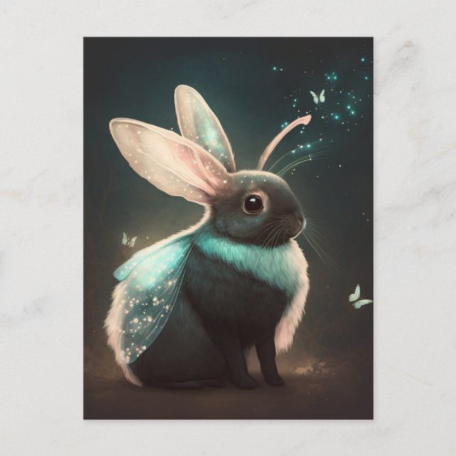 Cute Magical Fairy Bunny Rabbit Postcard (Front)