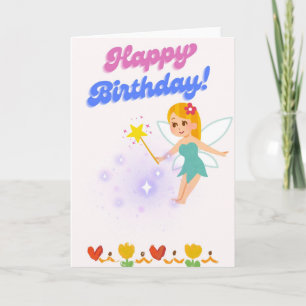 Cute Magical Fairy Happy Birthday Card - Magic Wan