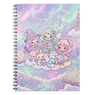 Cute Magical Fantasy Friends Spiral Notebook