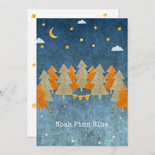 Cute Magical Forest Trees And Stars Card
