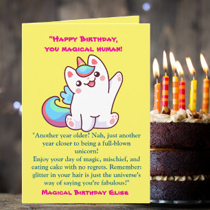 Cute Magical Funny Unicorn Kids Birthday Greeting Card