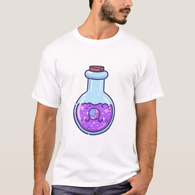 Cute Magical Galaxy Potion Bottle T-Shirt (Front)