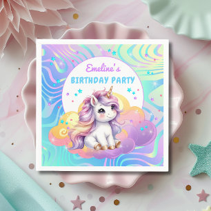 Cute Magical Glitter Unicorn Birthday Party Napkin