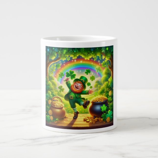 Cute, magical Leprechaun Saint Patrick's Day Large Coffee Mug (Front)