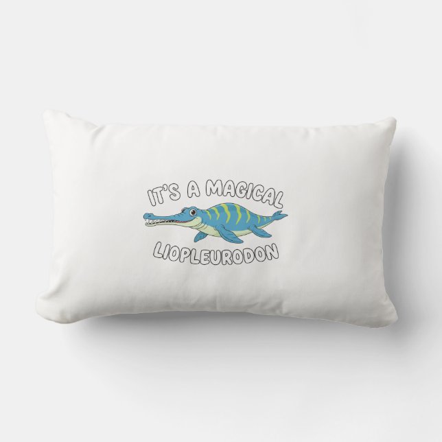 Cute Magical Liopleurodon Fantasy Prehistoric Ocea Lumbar Cushion (Front)