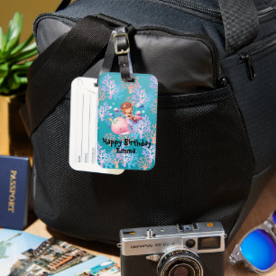 Cute Magical Mermaid fish coral sea Birthday girls Luggage Tag