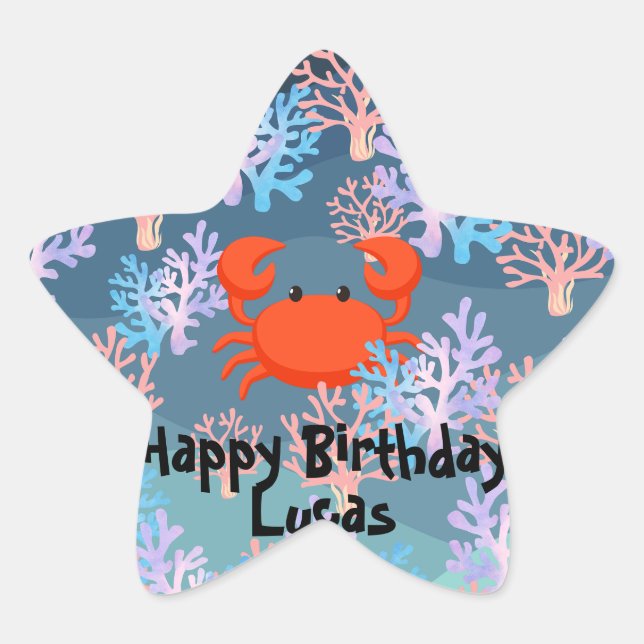 Cute Magical Mermaid fish coral sea Birthday girls Star Sticker (Front)