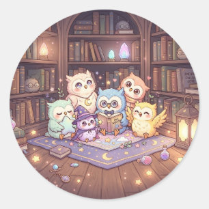 Cute Magical Owl Library Sticker