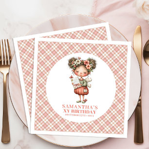 Cute Magical Pink Fairy 4th Birthday Party Napkins