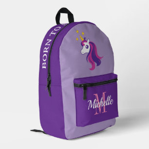Cute magical pink unicorn girl's back to school printed backpack