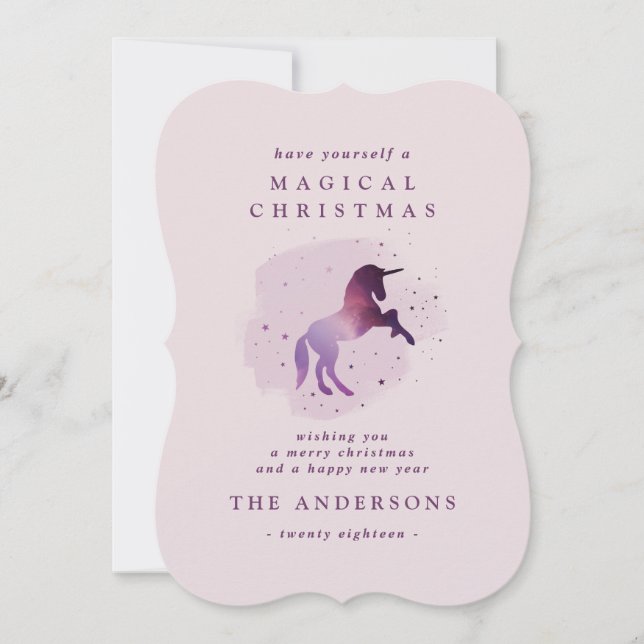 cute magical purple unicorn announcement (Front)
