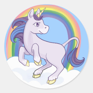 Cute Magical Rainbow Unicorn Classic Round Sticker