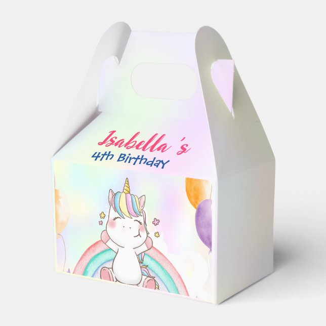 Cute Magical Rainbow Unicorn Happy Birthday Party  Favour Box (Front Side)