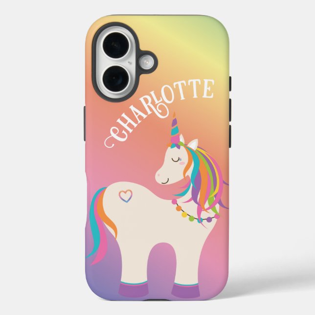 Cute Magical Rainbow Unicorn Personalised Name Case-Mate iPhone Case (Back)