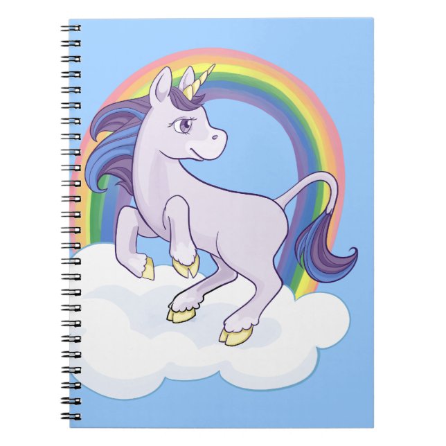 Cute Magical Rainbow Unicorn Spiral Notebook (Front)