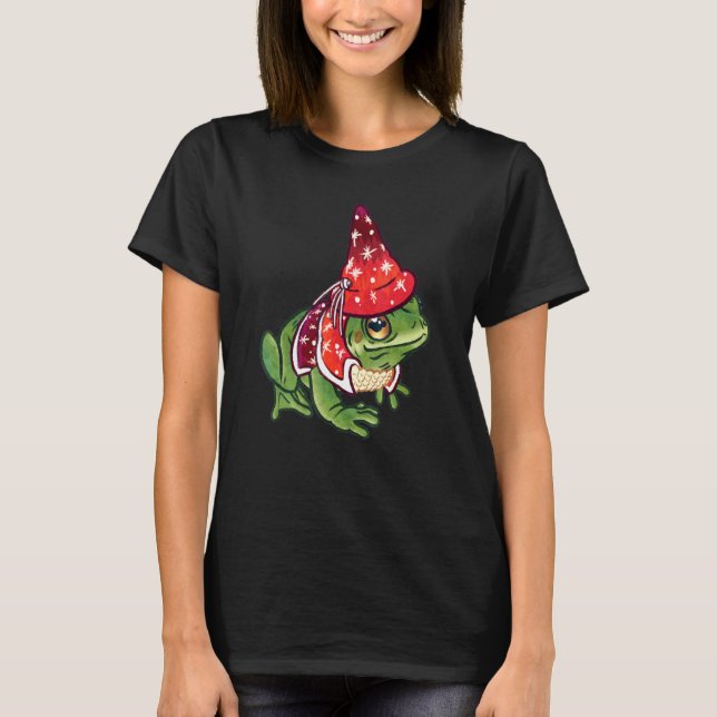 Cute Magical Red Robed Frog Wizard T-Shirt (Front)