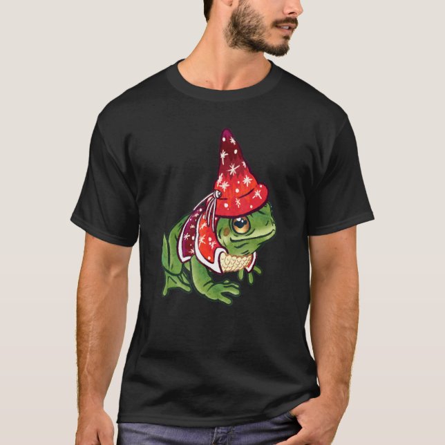 Cute Magical Red Robed Frog Wizard - T-Shirt (Front)