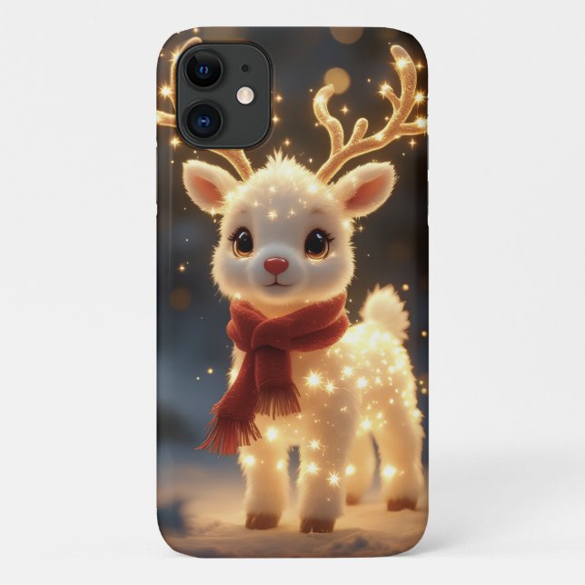 Cute Magical Reindeer with Sparkling Lights Case-Mate iPhone Case (Back)