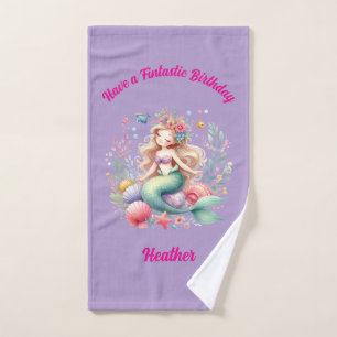 Cute Magical Under the Sea Mermaids Girly Birthday Bath Towel Set