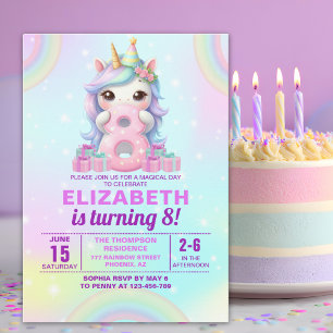 Cute Magical Unicorn8th Birthday – Magical Birthda Invitation