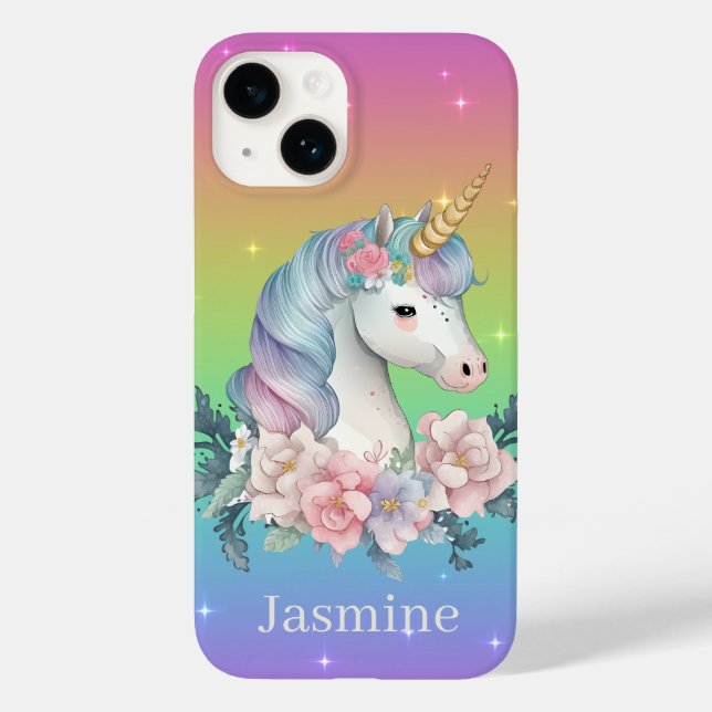 cute Magical unicorn add name Case-Mate iPhone Case (Back)