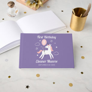 Cute Magical Unicorn Birthday Party Guest Book