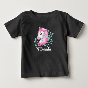 Cute magical Unicorn customisable name Baby T-Shirt