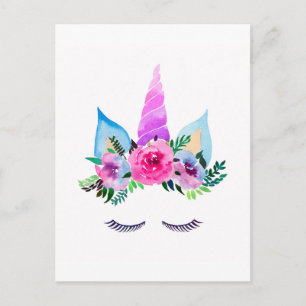 Cute Magical Unicorn Face Postcard