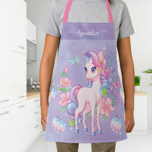 Cute Magical Unicorn Floral Balloons Personalised  Apron