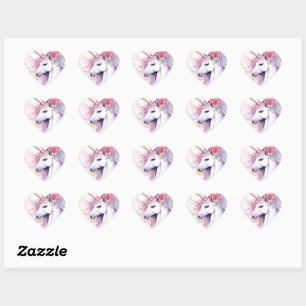 Cute Magical Unicorn Heart Sticker
