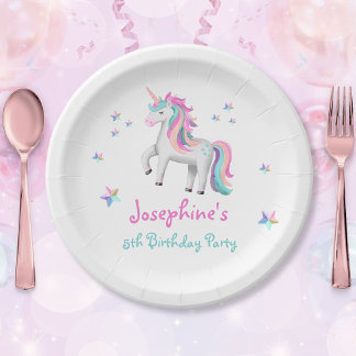 Cute Magical Unicorn Kids' Birthday Paper Plate