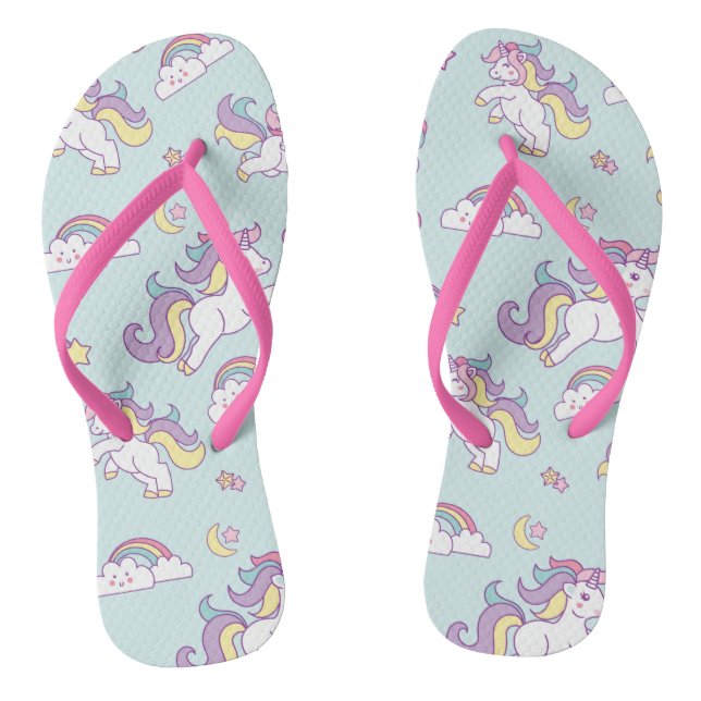 Cute Magical Unicorn Pastel colour Jandals (Footbed)