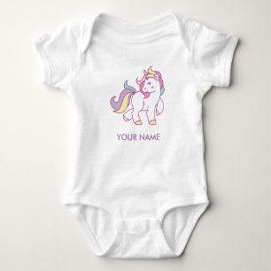 Cute Magical Unicorn Pastel colour Personalised Baby Bodysuit