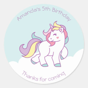 Cute Magical Unicorn Pastel colour Personalised Classic Round Sticker