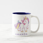 Cute Magical Unicorn Pastel colour Personalised Two-Tone Coffee Mug<br><div class="desc">Personalised Mug featuring a Cute magical unicorn in pastel colour on white background. Cute and fun design for special for a girl who loves unicorns and magical ponies. Custom monogrammed gift. Personalise it adding your name or custom text - Please use customise it button or edit button. Cute and fun...</div>