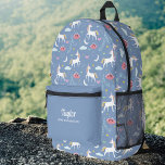 Cute Magical Unicorn, Personalised Kids Name Text Printed Backpack<br><div class="desc">Super fun, cute backpack featuring a magical unicorn print and your child's name and extra bonus line of text. Add a phone number, saying, etc. or delete. Roomy enough for books, computer, sports gear and more - or use as travel, sleepover bag. Stylish and colourful, yet very functional - win,...</div>