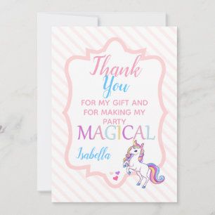 Cute Magical Unicorn Pink Thank You Card