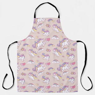 Cute Magical Unicorn Rainbows Pastel Colors pink Apron
