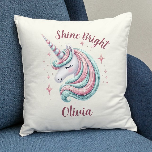Cute Magical Unicorn Shine Bright  Cushion (Creator Uploaded)