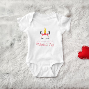 Cute Magical Unicorn Valentine's Day Personalized Baby Bodysuit