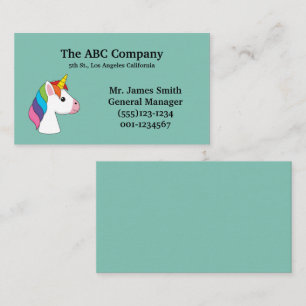 Cute Magical Unicorn w Colourful Hair   Personalis Business Card