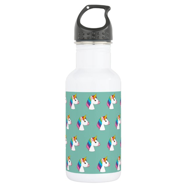 Cute Magical Unicorn with Colourful Hair 532 Ml Water Bottle (Front)
