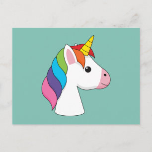 Cute Magical Unicorn with Colourful Hair Holiday Postcard
