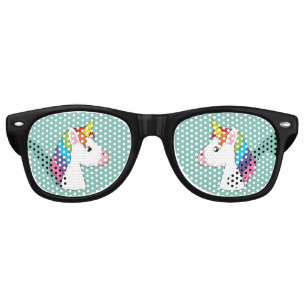 Cute Magical Unicorn with Colourful Hair Retro Sunglasses