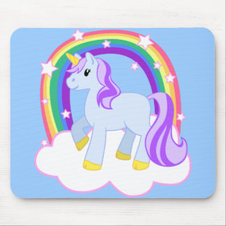 Cute Magical Unicorn with rainbow (Customisable!) Mouse Pad
